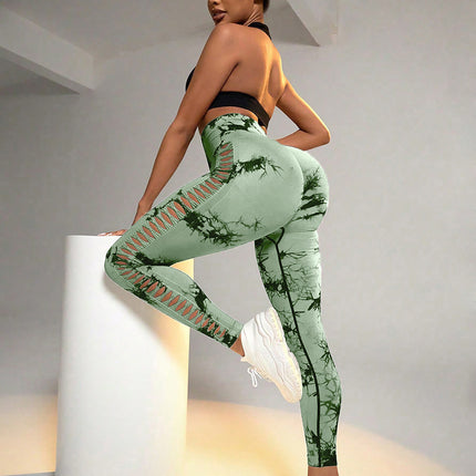 3 Pack Women's Tie-Dye Cutout Yoga Pants High-Waisted Leggings Women's Tie-Dye Leggings,, Leggings Women High Waisted Seamless Workout Leggings Gym Booty Tights Tummy Control Yoga Pants