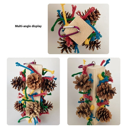 Solid Wood Parrot Toy Bird Stand Tearing Damage Relieving Stuffy Bite Wooden Square