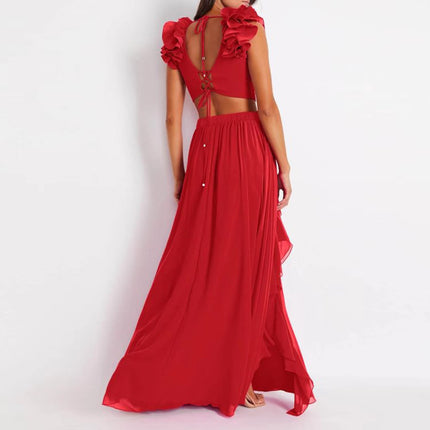 One-piece Women's Solid Color Covering Belly Thin Backless Swimsuit