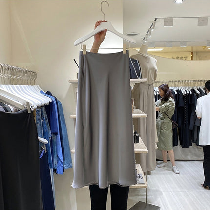 Women's Triacetate Satin Casual Elastic Waist Skirt