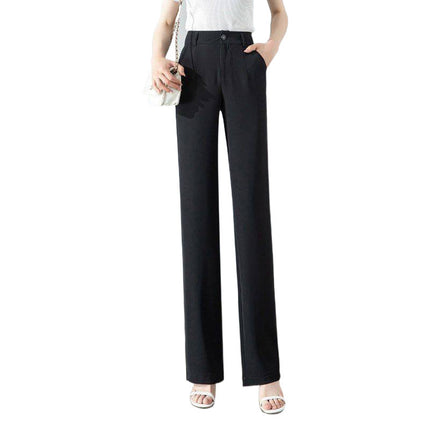 High Waist Drooping Slimming And Straight Ice Silk Women's Casual Suit Pants