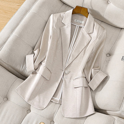 Satin Suit Jacket For Women Spring And Summer Elegant High Sense Small Casual Suit Top