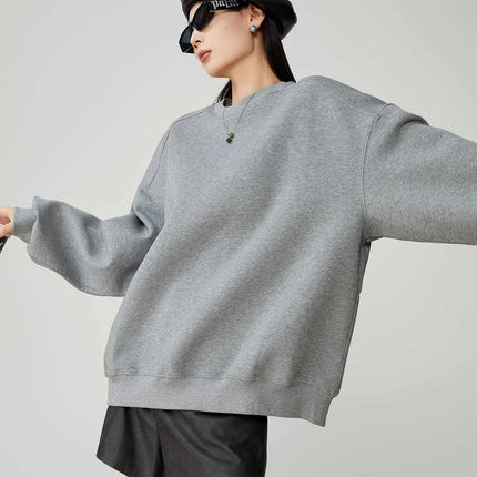 Gray Printing Crew Neck Pullover Sweatshirt