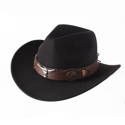 European And American Style Woolen Cowboy Hat Men's Lady Couple Ethnic Style Curling