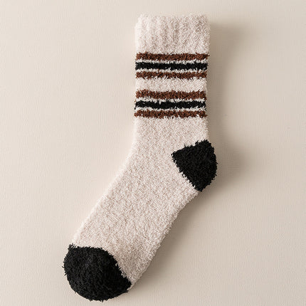 Coral Fleece Socks Men's Mid-calf Length Autumn And Winter Thickened Plus Velvet Tube Sleeping Sleeping Socks Warm Keeping Floor Men's Stockings