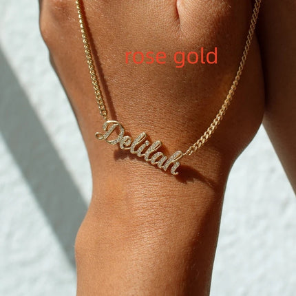 Fashionable Zircon English Letter Pendant Necklace