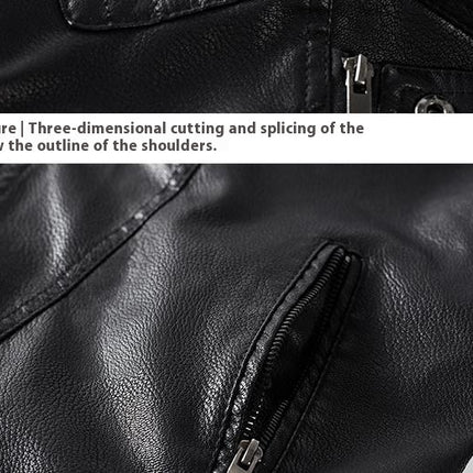 Trendy Leather Jacket Men's Fleece-lined PU Jacket