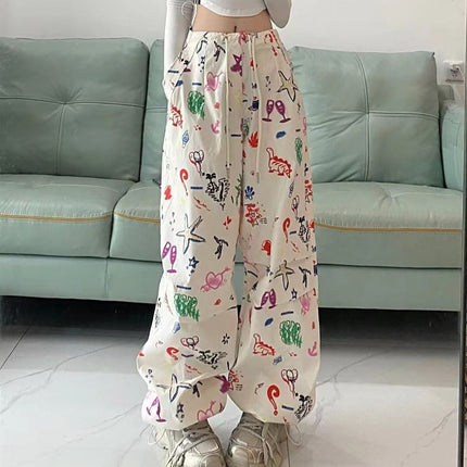 High Waist Slimming Graffiti Full Printed Overalls