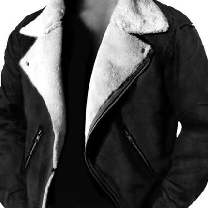 Casual Polo Collar Zipper Jacket Thickened Coat Fur