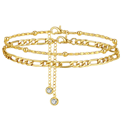 Double-circle Anklet Simple Fashion Cuban Link Chain Layered