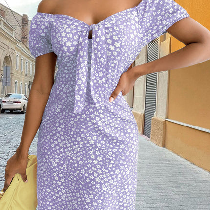 Women's V-Neck Backless Print Dress