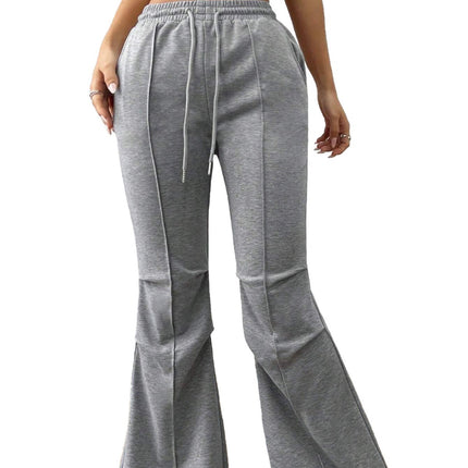 Simple Casual Pants Drawstring Elastic Waist Wide Leg Trousers