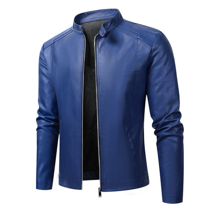 Men's Slim Casual Leather Jacket Motorcycle Jacket