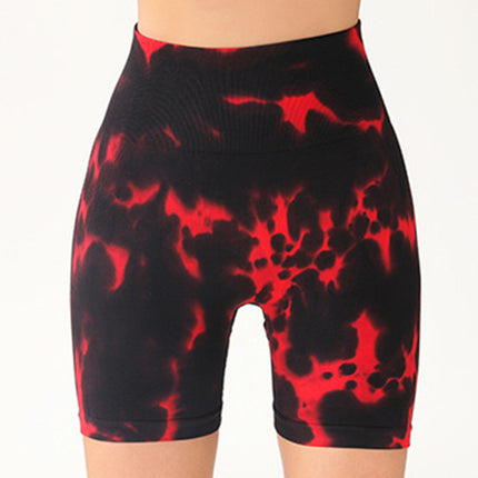 3 Pack Tie-dye High-waisted Butt-lifting Women's Sports Yoga Shorts, Women's Butt Lifting Shorts High Waist Tummy Control Yoga Shorts Seamless Ruched Booty Workout Short Leggings