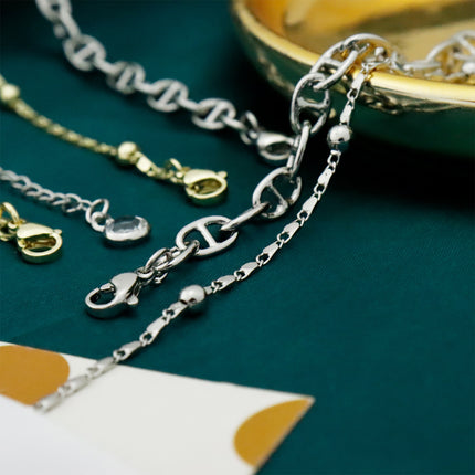 Double-circle Anklet Simple Fashion Cuban Link Chain Layered