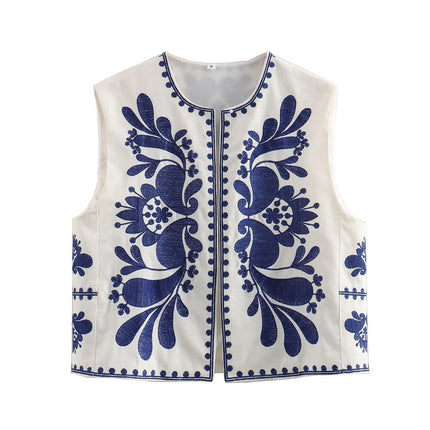 European And American Women's Clothing Sleeveless Embroidered Vest Women's Top