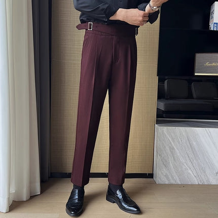 High-rise Thick Dark Striped High Waist Casual Pants