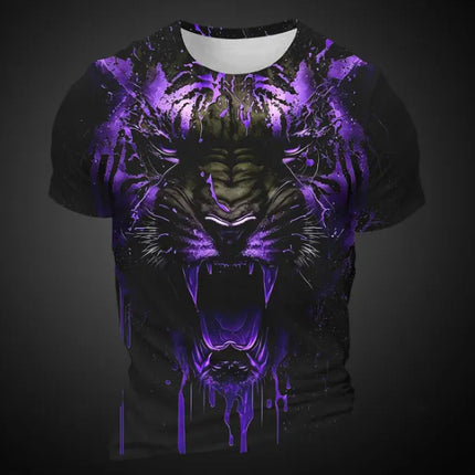 Men's 3D Tiger Pattern Short Sleeve T-shirt