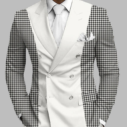 New Men's Printed Posterior Median Split Suit Jacket