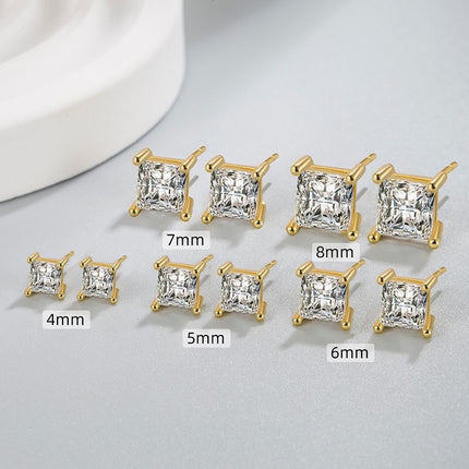 European And American Popular Square Zircon Ear Studs