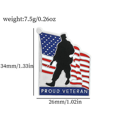 American Flag Series Gold M Badge Independence Day Alloy Brooch