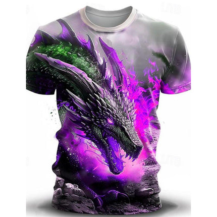 Men's Casual 3D Wind Dragon Printed Short-sleeved T-shirt