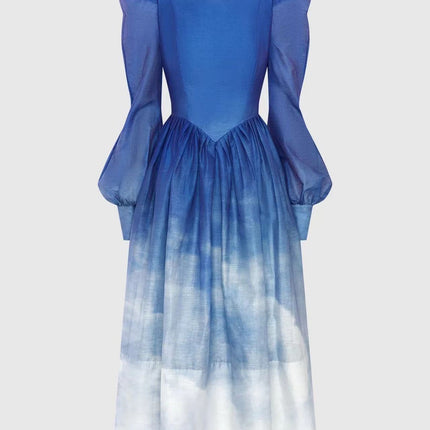 Dress Women's Fashion Gradient Design Round Neck