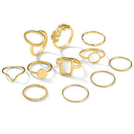 Geometric Leaf Ring Suit 11-piece Set