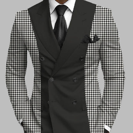 New Men's Printed Posterior Median Split Suit Jacket