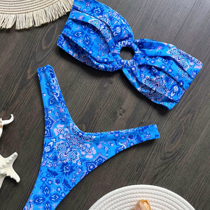 Women's Creative Printing Sexy Backless Split Swimsuit