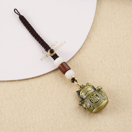 Brass Creative Fortune Cat Keychain Copper Wire Pendant
