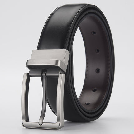 Gentleman Business Style Men's Leather Business Rotation Pin Buckle Belt