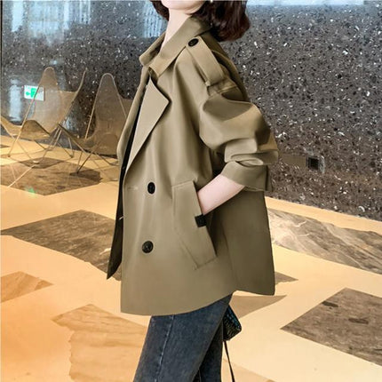 New Korean Style Suit Collar Long Sleeve Top Baggy Casual Jacket