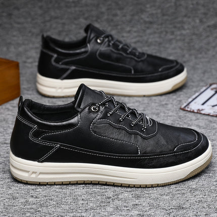 Leather Surface Men's Low-top Sneakers Warm Casual Shoes