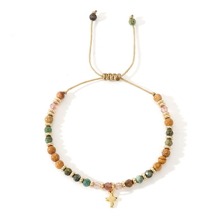 Women's Hand-woven Cross Natural Semi-precious Stone Bracelet