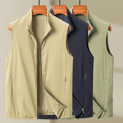 Casual Men's Vest Simple But Elegant Comfortable Lightweight Stand Collar Waistcoat