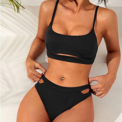 Bikini Solid Color New Hollow Women's Split