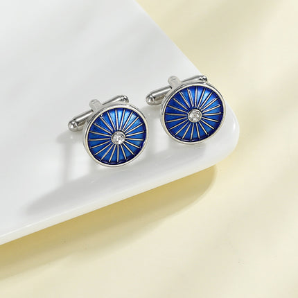 Round Line Blue Dripping Cufflinks Men's French Shirt Accessories