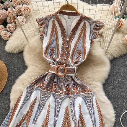 Women's Fashion Printed Temperament Slim Dress