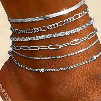 New 6-piece Anklet Personality Chain Like Flat Snake