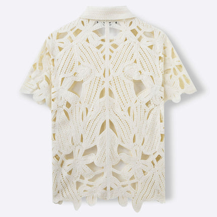 Summer New Hand Crocheting Hollow-out Short-sleeved Sweater Casual