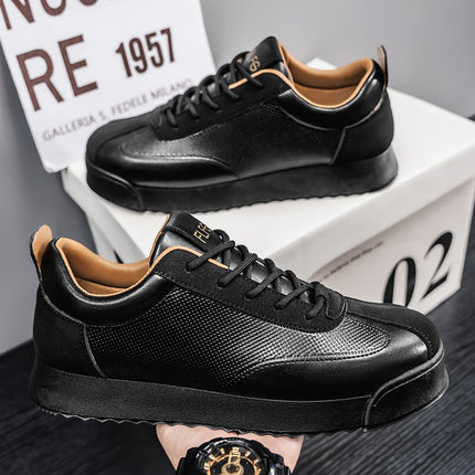 Black Work Casual Leather Shoes Low-cut