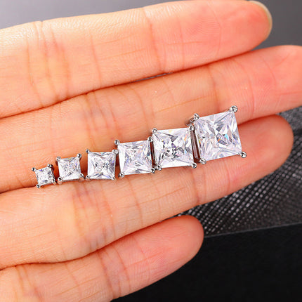 European And American Popular Square Zircon Ear Studs