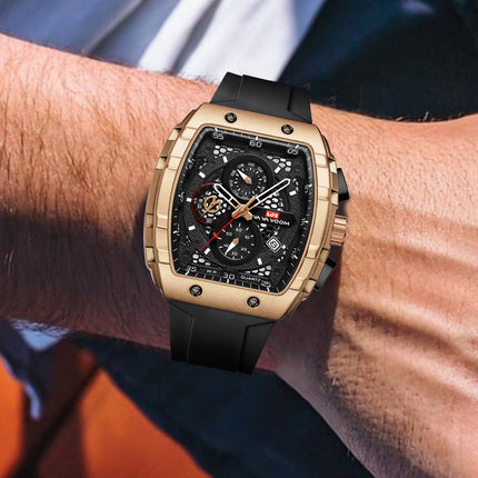 Multifunctional Business Waterproof Calendar Wine Barrel Non-automatic Mechanical Watch