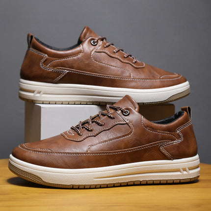 Leather Surface Men's Low-top Sneakers Warm Casual Shoes