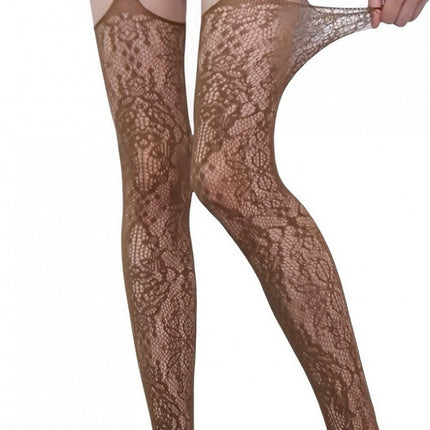 Lace Mesh Hollow Jacquard Black Silk Fishnet Stockings