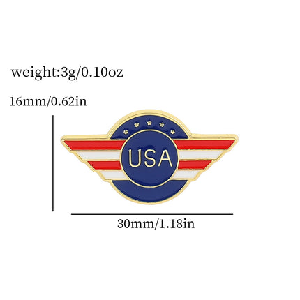 American Flag Series Gold M Badge Independence Day Alloy Brooch