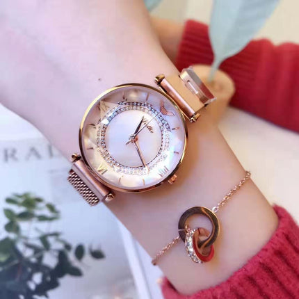 Women's Waterproof Magnetic Mesh Strap Watch