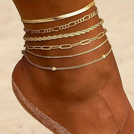 New 6-piece Anklet Personality Chain Like Flat Snake