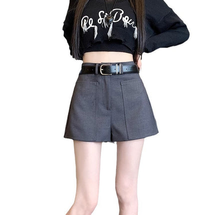 Suit Short Culottes Summer New Gray Summer Women's High Waist